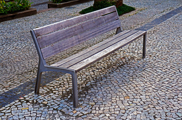 Wooden bench at the square, Rio