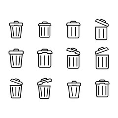 Trash Can Icon Set Vector