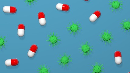 Virus treatment concept 3d rendering background pattern