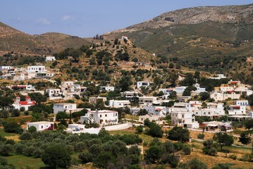 Fototapeta na wymiar Village view in Leros island, one of Dodecanese islands in southeastern Greece.