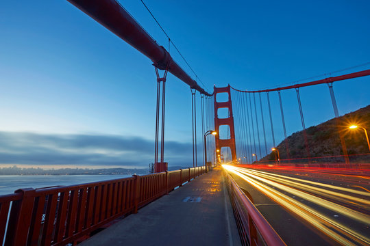 Long Exposure image of the iconic Golden Gate Bridge at sunrise