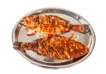 Seafood on ice base in restaurant.
