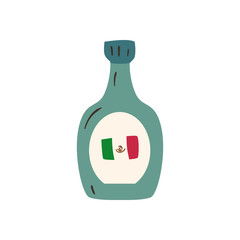 mexican tequila bottle free form style icon vector design