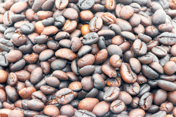 Aromatic roasted robusta coffee beans background
