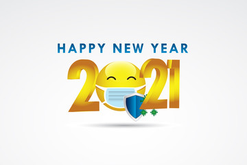 Happy New Year 2021 Vector Design For Banner Print and Greeting Background With Mask