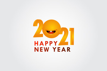 Happy New Year 2021 Vector Design For Banner Print and Greeting Background With Smile