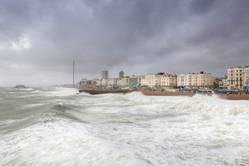 storm breaking on Brighton beach