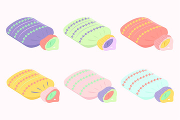 Set of rubber hot water bottles in knitted covers