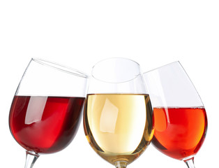 Glasses of wine isolated on white background