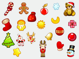 Christmas tree decoration element collection.Merry Christmas greeting card with Christmas decorative elements