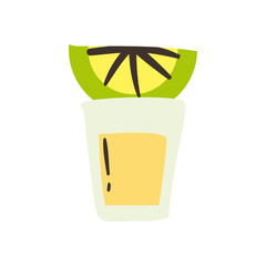 tequila shot with lemon free form style icon vector design
