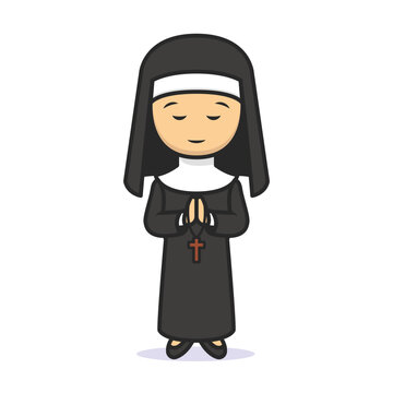 recommend clip art: Cute nun Christian religion mascot design illustration