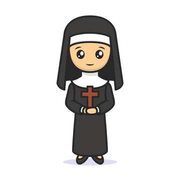 recommend clip art: Cute nun Christian religion mascot design illustration