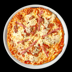 Pizza mozzarella, beicon, tomate, jamón