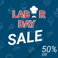 Labor day background with chef theme. Greeting card vector design