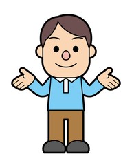 両手を広げる若い男性