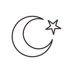 Turkish moon with star line and fill style icon vector design