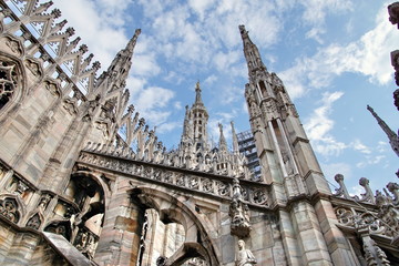 Fototapeta na wymiar Milan Cathedral Duomo di Milano is the cathedral church of Milan in Lombardy, northern Italy. It is the seat of the Archbishop of Milan