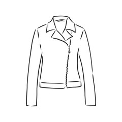 Hand drawn vector illustration. Creative black contour art work. Ink fashion illustration. Vector illustration leather jacket. Hand drawn leather jacket. leather jacket, vector sketch illustration