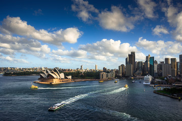Sydney harbour skyline in New South Wales, Australia.