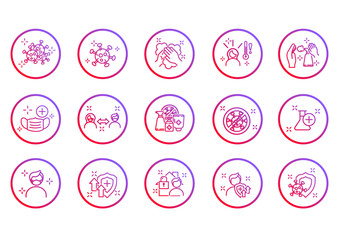 Simple Set of Coronavirus Safety Related Vector Line Icons. Collection of linear simple web icons such as hygiene, disinfection, symptoms, treatment, virus, prevention and other.Virology outline