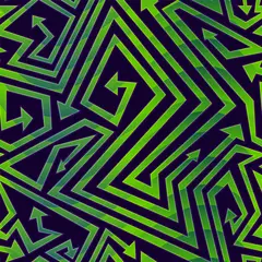 Gordijnen Groene geometrische pijl naadloze patroon. © gudinny