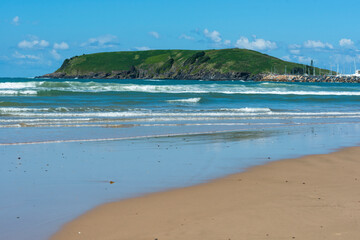 Mutton Bird Island seen from Parks beach, Coffs Harbour, New South Wales, Australia.