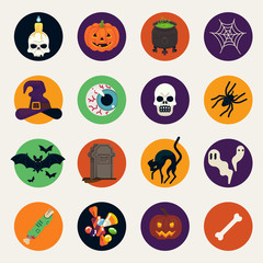 High quality flat design Halloween vector icons set