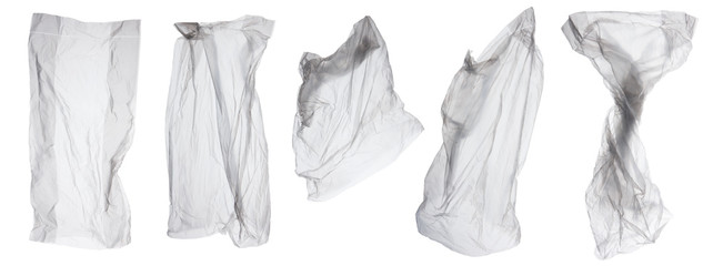 transparent polyethylene bags isolated on white background