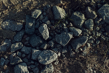 Dry black agricultural land, cracked soil, background