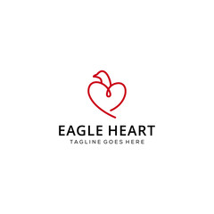 Illustration luxury Modern Eagle with heart sign Logo Vector icon template