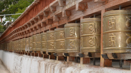 buddhist prayer wheels in Ladakh