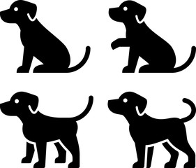 Puppy Sitting Standing Vector Icon Set