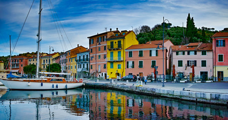01/14/2017 La Spezia Italia Panorama on the village and the small port of Le Grazie La Spezia Italy