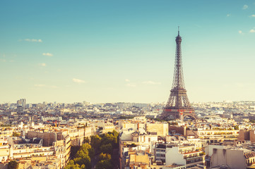 Fototapeta na wymiar Skyline of Paris with Eiffel Tower, France