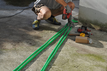 green corrugated plastic piper for electrical wires