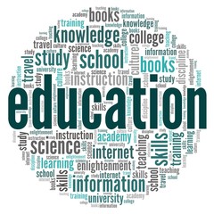 Education vector illustration word cloud isolated on a white background.
