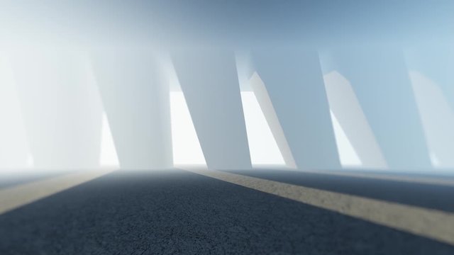 Blank white Corridor With Bright Light, 3d rendering