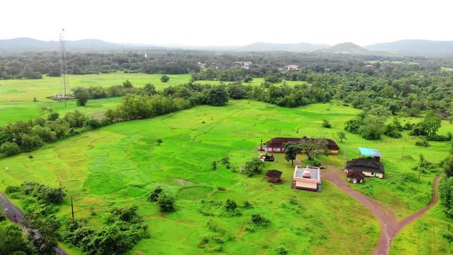 temple  wide drone shot indiagiroba malvan sindhudurag