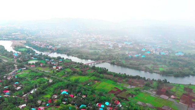 chiplun city Maharashtra India in rain from clouds
