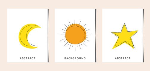 Sun, Moon continuous one line drawing. Sun, Moon . Vector illustration.