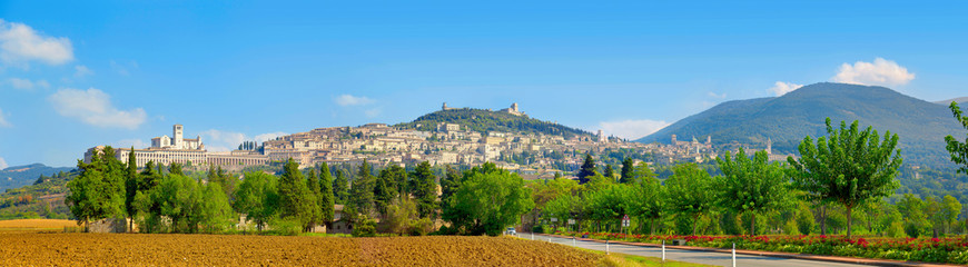 Fototapeta na wymiar City panorama of the famous city of Assisi, Umbria, Italy.