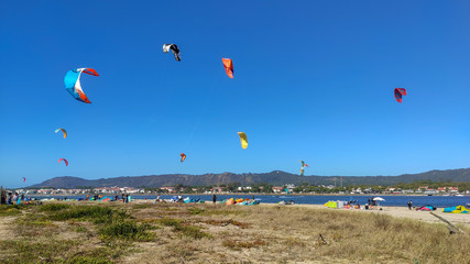 action, activity, adrenalin, adventure, aquatic, background, beach, blue, board, boat, coast, coastline, danger, excitement, exercise, fun, hobby, horizon, kite surf, kite surfer, landscape, leisure, 