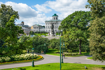 At the southern end of the Alexander Garden, there is a monument to the Baptist of Russia, Prince...