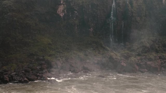fog on top of the river and waterfall