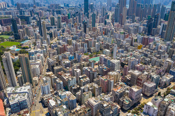 Fototapeta premium Top view of Hong Kong city