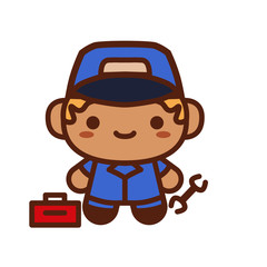 Isolated mechanic cute profession human icon - Vector