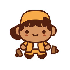 Isolated urban artist cute profession human icon - Vector