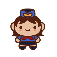 Isolated stewardess cute profession human icon - Vector