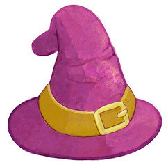 Purple witch hat in a cartoon style